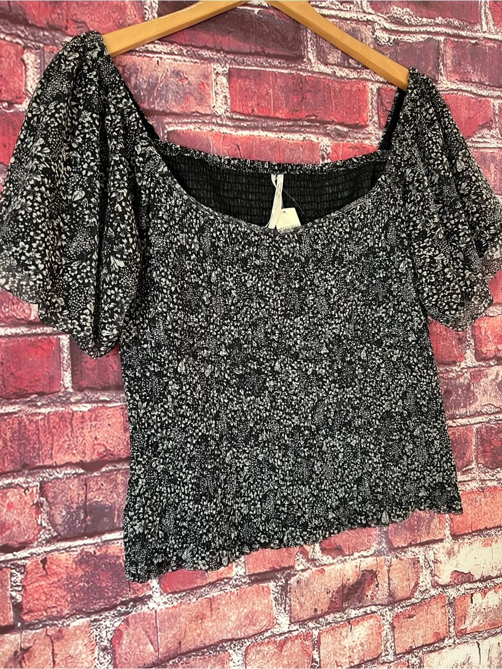 Anthropologie Aurelia Smocked Floral Puff Sleeve Top